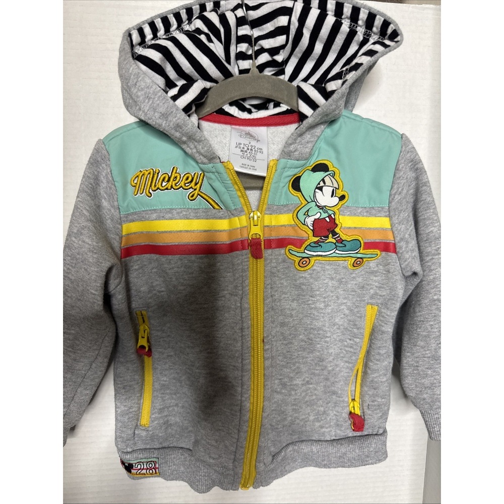Disney Mickey Mouse Toddler Size 2 Zip Up Hoodie Retro Style